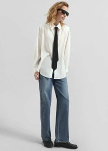 The Frankie Shop White Women Patti Neck Tie Shirt - White Tops - Image 2