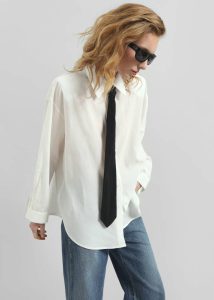 The Frankie Shop White Women Patti Neck Tie Shirt - White Tops