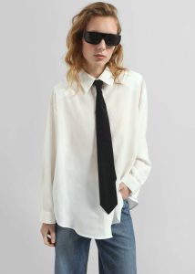 The Frankie Shop White Women Patti Neck Tie Shirt - White Tops - Image 4
