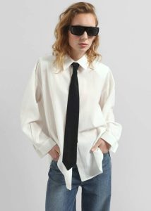 The Frankie Shop White Women Patti Neck Tie Shirt - White Tops - Image 5