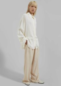 The Frankie Shop White Women Tali Double Collar Shirt - Ivory Tops