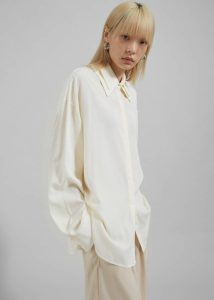 The Frankie Shop White Women Tali Double Collar Shirt - Ivory Tops - Image 4