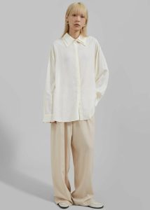 The Frankie Shop White Women Tali Double Collar Shirt - Ivory Tops - Image 5
