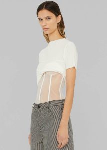 The Frankie Shop White Women Tops Christopher Esber Coiled Jersey Corseted Tee - White - Image 2
