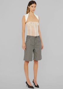 The Frankie Shop White Women Tops Christopher Esber Coiled Jersey Corseted Tee - White - Image 3