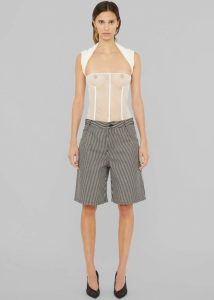 The Frankie Shop White Women Tops Christopher Esber Coiled Jersey Corseted Tee - White - Image 4