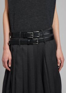 The Frankie Shop Willow Double Buckle Leather Belt - Black Women Black Belts - Image 3