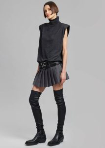 The Frankie Shop Willow Double Buckle Leather Belt - Black Women Black Belts - Image 5