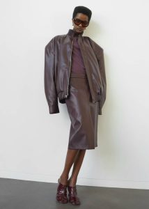 The Frankie Shop Women Arley Oversized Faux Leather Bomber - Burgundy Outerwear Red - Image 2