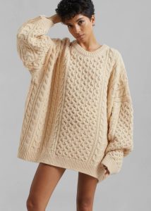 The Frankie Shop Women Beige Pailey Braided Sweater - Cream Knitwear - Image 3