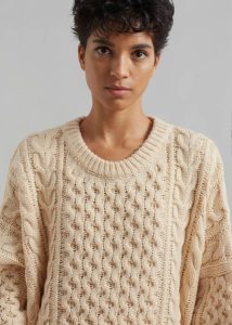 The Frankie Shop Women Beige Pailey Braided Sweater - Cream Knitwear - Image 4