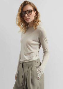 The Frankie Shop Women Beige Tops Jace Sheer Tee - Light Beige - Image 2