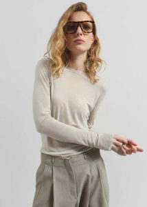 The Frankie Shop Women Beige Tops Jace Sheer Tee - Light Beige