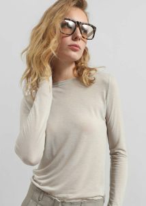 The Frankie Shop Women Beige Tops Jace Sheer Tee - Light Beige - Image 3