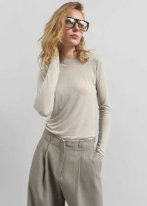 The Frankie Shop Women Beige Tops Jace Sheer Tee - Light Beige - Image 5