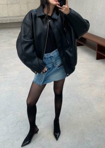 The Frankie Shop Women Black Enora Faux Leather Jacket - Black Outerwear - Image 3