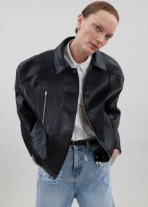 The Frankie Shop Women Black Enora Faux Leather Jacket - Black Outerwear - Image 5