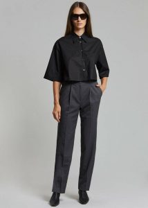 The Frankie Shop Women Black Odem Cropped Shirt - Black Tops - Image 3