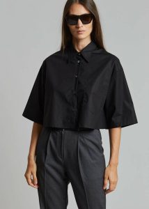 The Frankie Shop Women Black Odem Cropped Shirt - Black Tops - Image 5