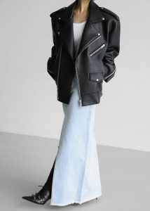 The Frankie Shop Women Black Outerwear Chicago Oversized Biker Jacket - Black - Image 5