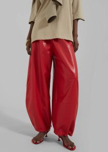 The Frankie Shop Women Briar Faux Leather Balloon Pants - Red Red Bottoms - Image 4