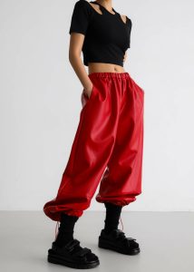 The Frankie Shop Women Briar Faux Leather Balloon Pants - Red Red Bottoms - Image 5