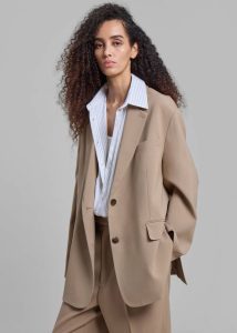 The Frankie Shop Women Brown Bea Blazer - Latte Outerwear - Image 4