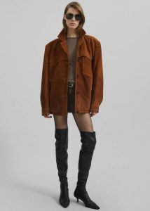 The Frankie Shop Women Brown Marlo Suede Jacket - Hazelnut Outerwear - Image 2