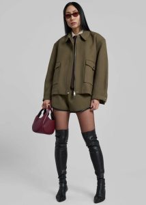 The Frankie Shop Women Green Neri Mini Shorts - Khaki Bottoms - Image 2