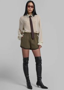 The Frankie Shop Women Green Neri Mini Shorts - Khaki Bottoms - Image 4