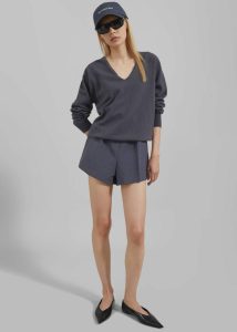 The Frankie Shop Women Grey Bottoms Chappell Belted Shorts - Grey - Image 2