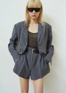The Frankie Shop Women Grey Bottoms Chappell Belted Shorts - Grey