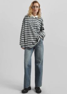 The Frankie Shop Women Grey Mizan Striped Polo - Grey Tops - Image 2