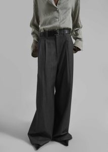 The Frankie Shop Women Grey Nellore Pleated Denim Pants - Dark Grey Melange Bottoms - Image 2