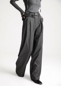 The Frankie Shop Women Grey Nellore Pleated Denim Pants - Dark Grey Melange Bottoms - Image 3