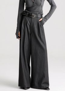 The Frankie Shop Women Grey Nellore Pleated Denim Pants - Dark Grey Melange Bottoms - Image 5