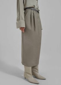 The Frankie Shop Women Letty Midi Pencil Skirt - Khaki Bottoms Green - Image 2