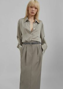 The Frankie Shop Women Letty Midi Pencil Skirt - Khaki Bottoms Green - Image 3