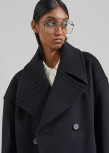 The Frankie Shop Women Marian Oversized Peacoat - Black Outerwear Black - Image 3