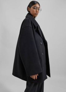The Frankie Shop Women Marian Oversized Peacoat - Black Outerwear Black - Image 4