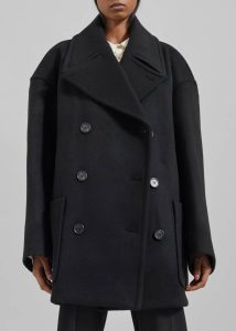 The Frankie Shop Women Marian Oversized Peacoat - Black Outerwear Black - Image 5