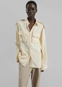 The Frankie Shop Women Marlon Button Up Shirt - Beige Beige Tops - Image 2