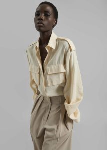 The Frankie Shop Women Marlon Button Up Shirt - Beige Beige Tops