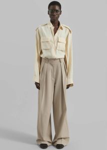 The Frankie Shop Women Marlon Button Up Shirt - Beige Beige Tops - Image 3