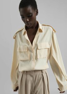 The Frankie Shop Women Marlon Button Up Shirt - Beige Beige Tops - Image 5