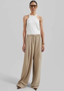 The Frankie Shop Women Neva Wide Trousers - Beige Bottoms Beige - Image 2