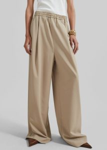 The Frankie Shop Women Neva Wide Trousers - Beige Bottoms Beige