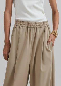 The Frankie Shop Women Neva Wide Trousers - Beige Bottoms Beige - Image 3