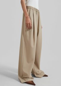 The Frankie Shop Women Neva Wide Trousers - Beige Bottoms Beige - Image 5