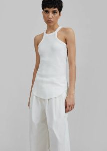 The Frankie Shop Women Omi Halter Tank Top - White Tops White - Image 2